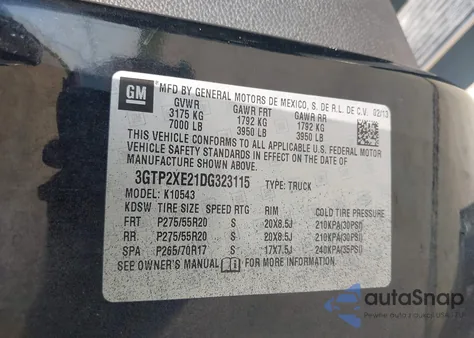 2013 GMC Sierra 1500 Denali from USA, damaged, VIN 3GTP2XE21DG323115